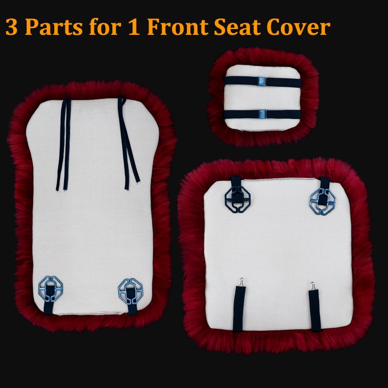OGLAND Sheepskin Fur Car Seat Covers, Universal Size Australian Long Wool Car Seat Cushion for Adult Man Women, 1 Piece Seat (Black) - Image 4